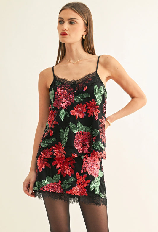 Scarlette Contrast Lace Sequin Cami