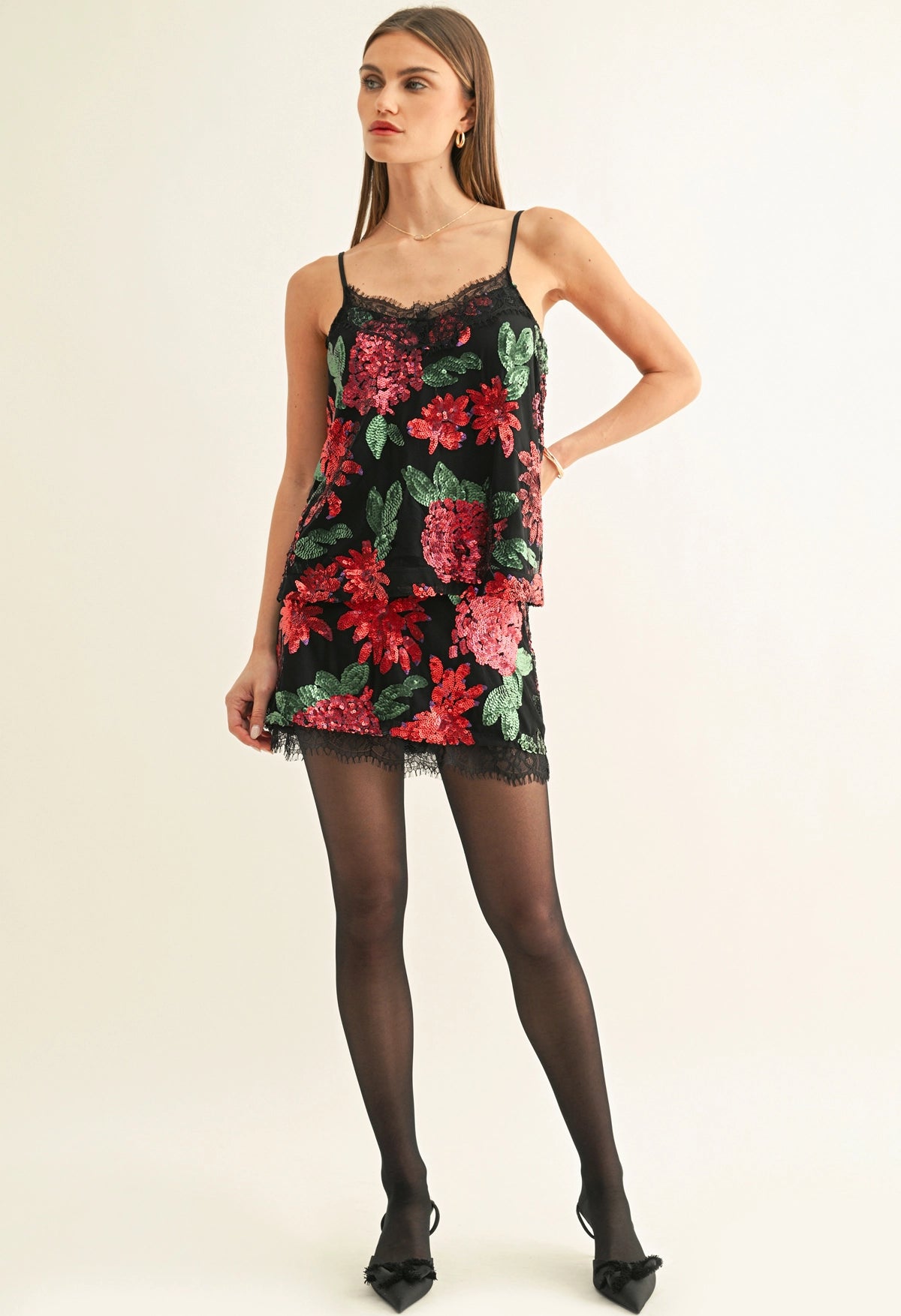 Scarlette Contrast Lace Sequin Cami