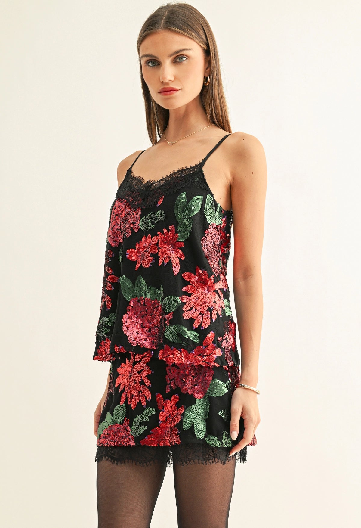 Scarlette Contrast Lace Sequin Cami
