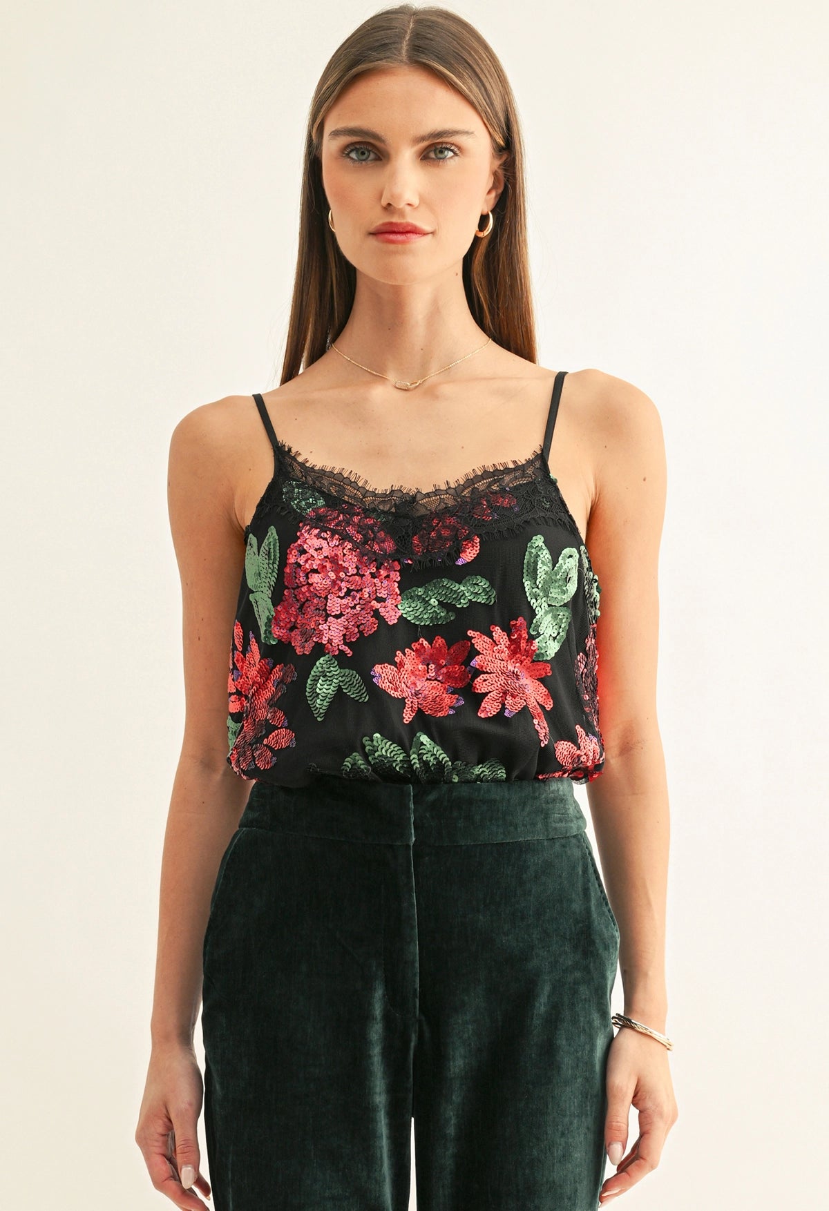 Scarlette Contrast Lace Sequin Cami