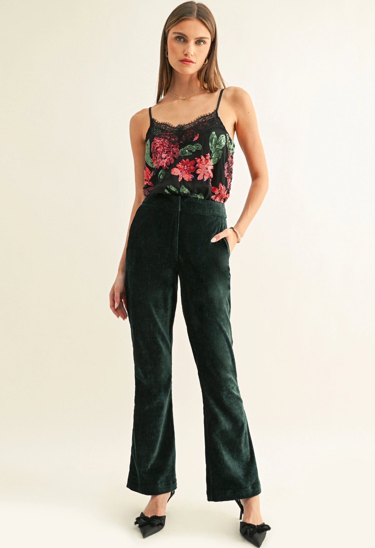 Scarlette Contrast Lace Sequin Cami