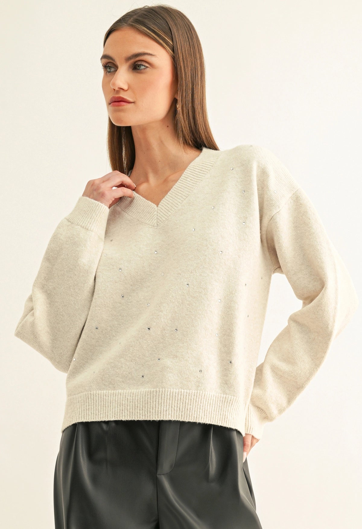 Angie Embellished Long Sleeve Sweater