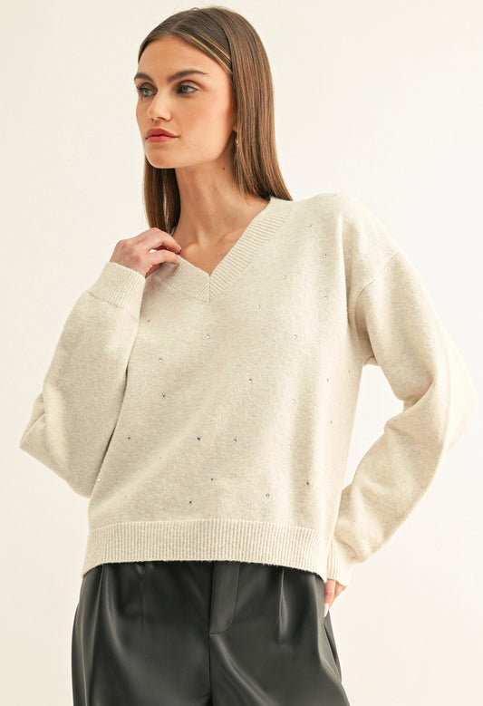 Angie Embellished Long Sleeve Sweater