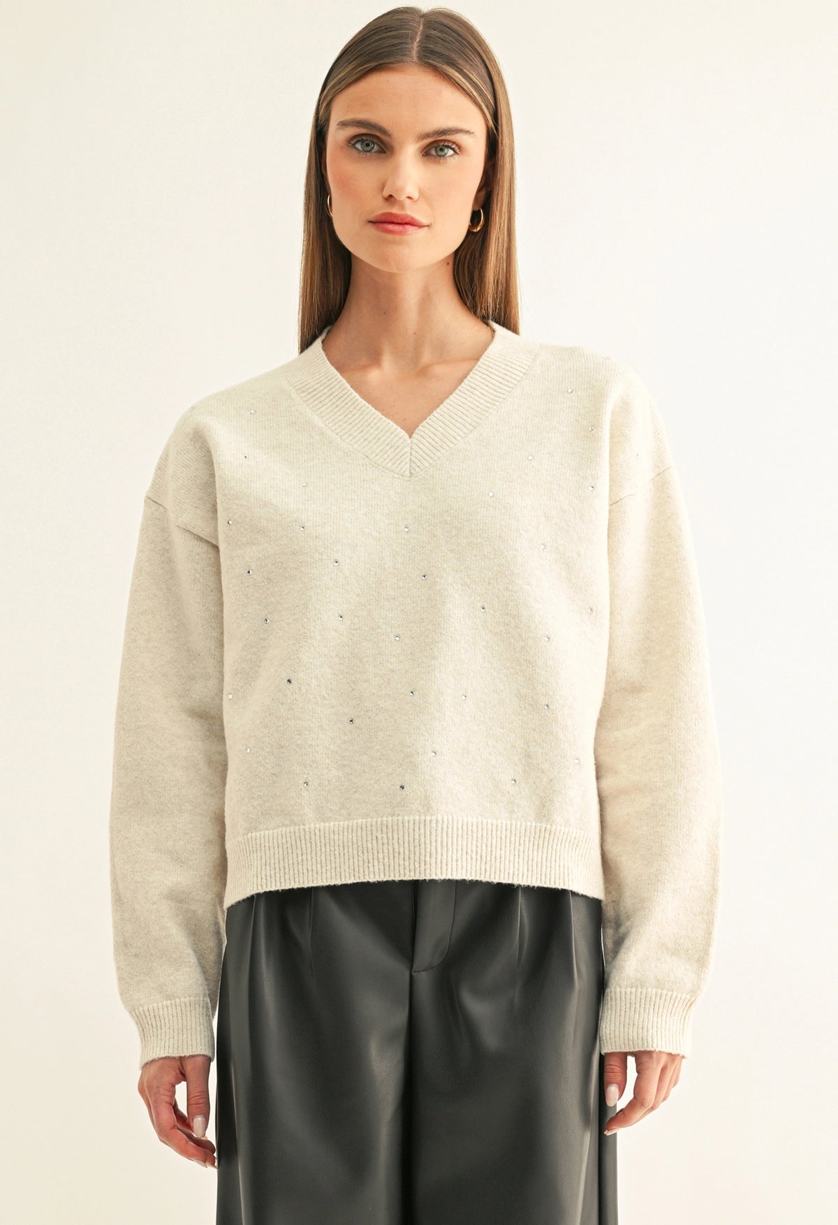 Angie Embellished Long Sleeve Sweater