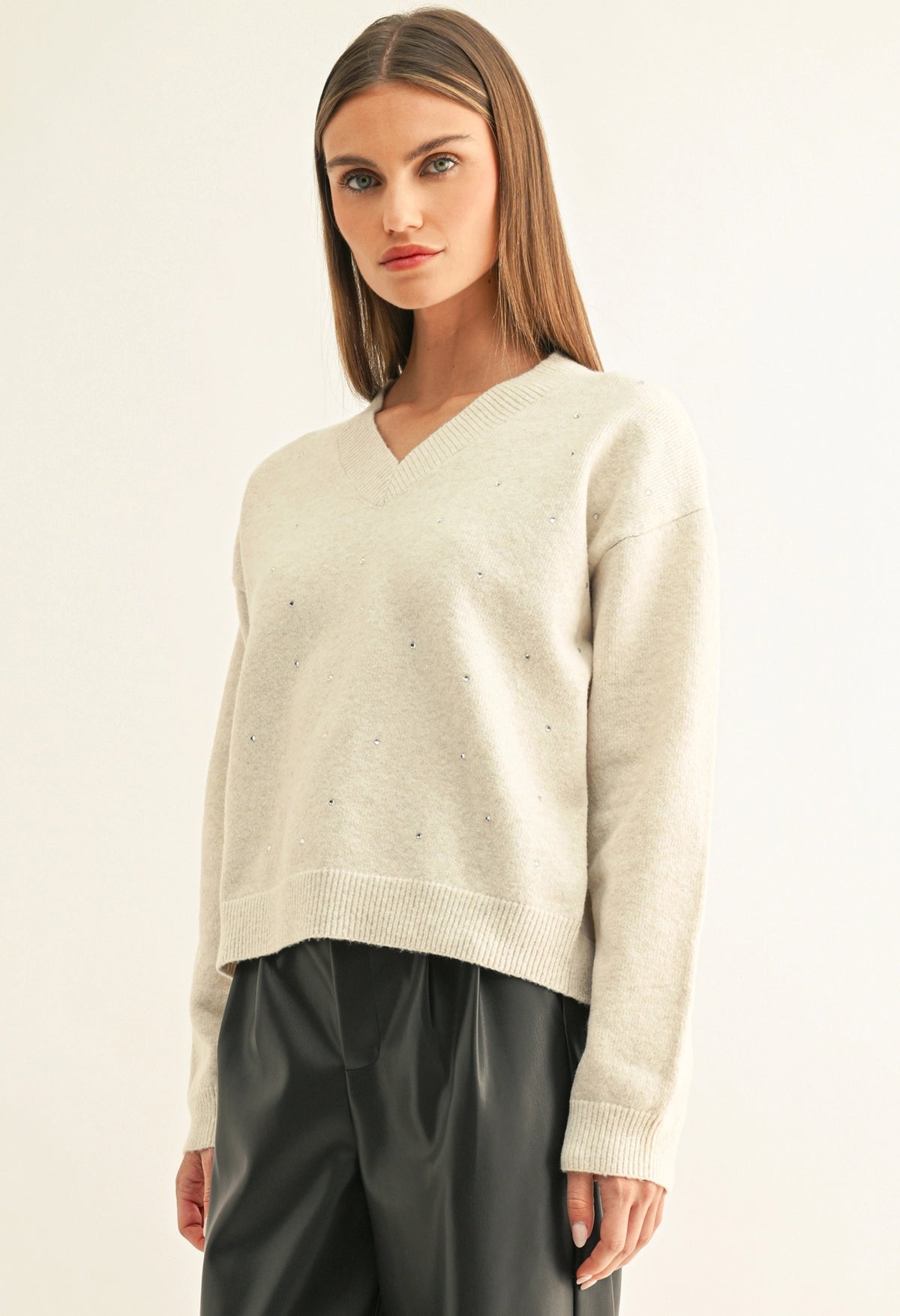 Angie Embellished Long Sleeve Sweater