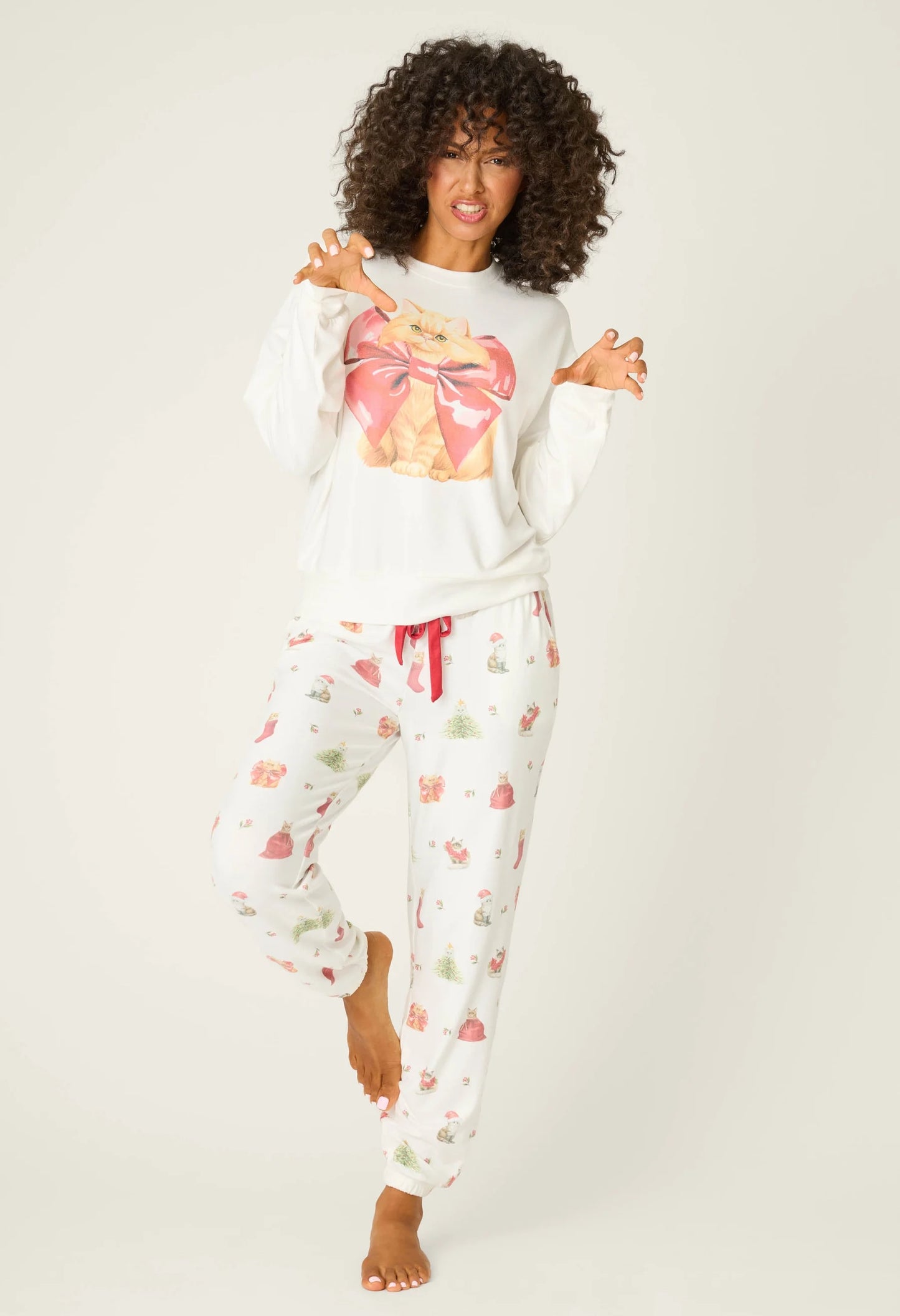 Feline Festive Cat Print Sweater