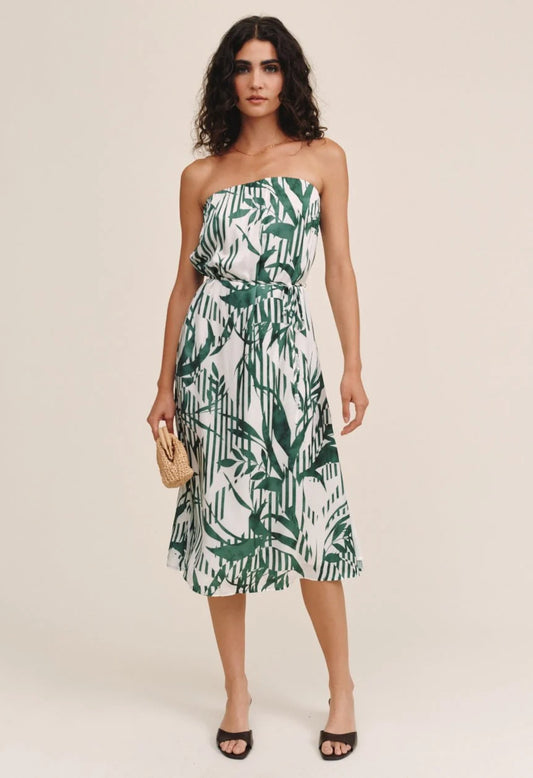 Flowy Strapless Midi Dress