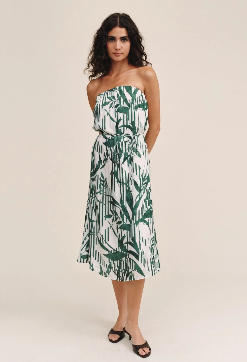 Flowy Strapless Midi Dress
