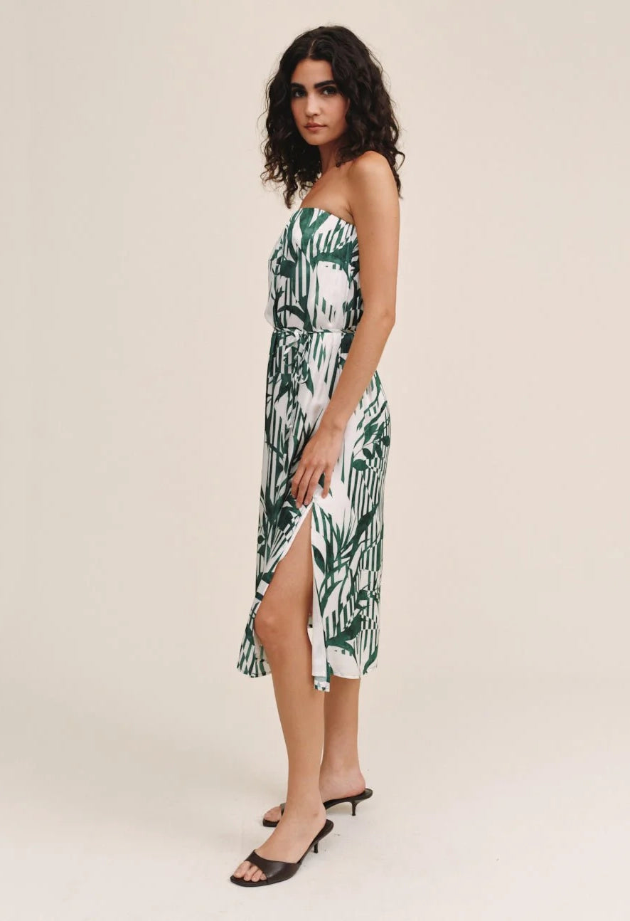 Flowy Strapless Midi Dress
