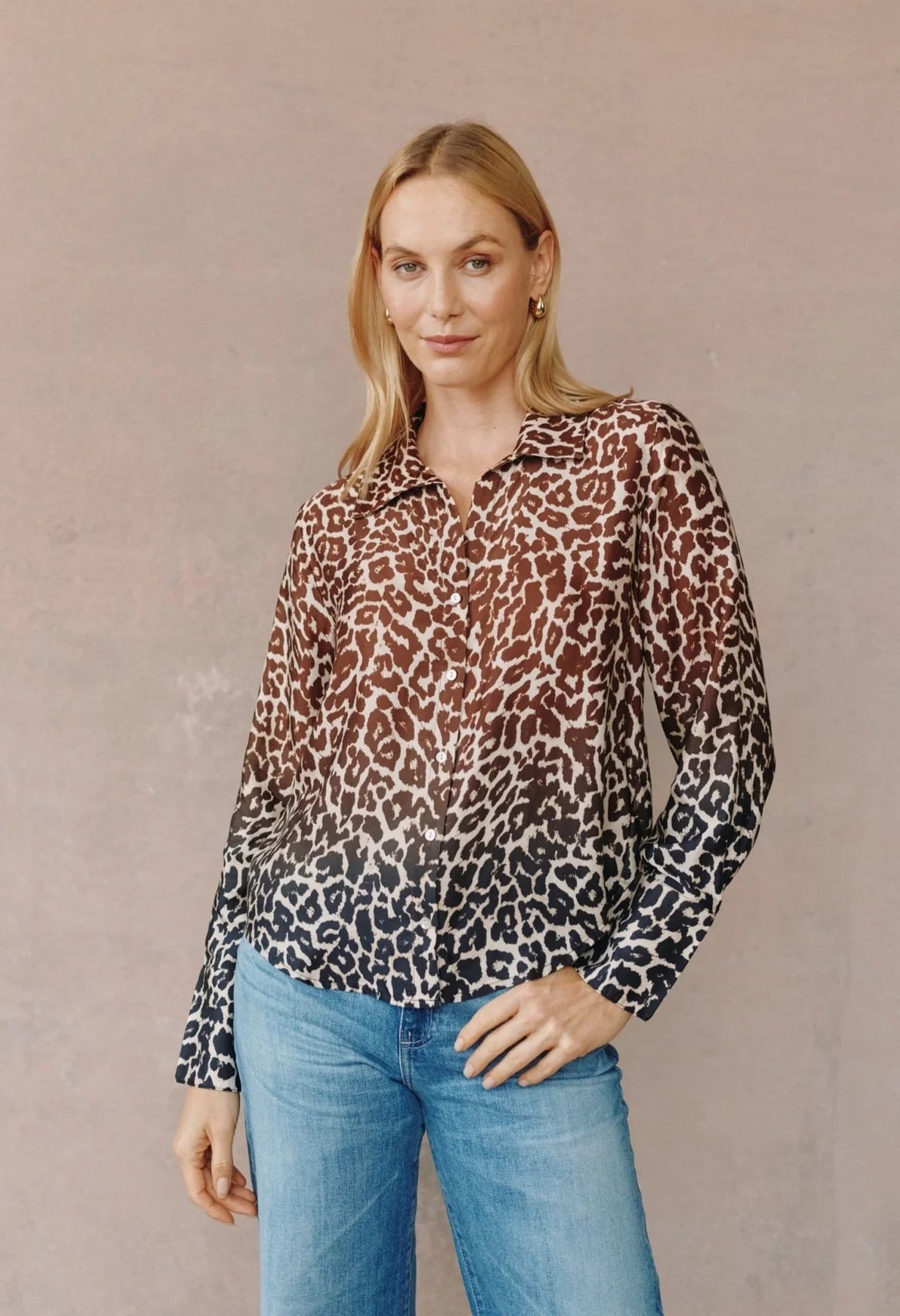 Flowy Wide Collar Button Down