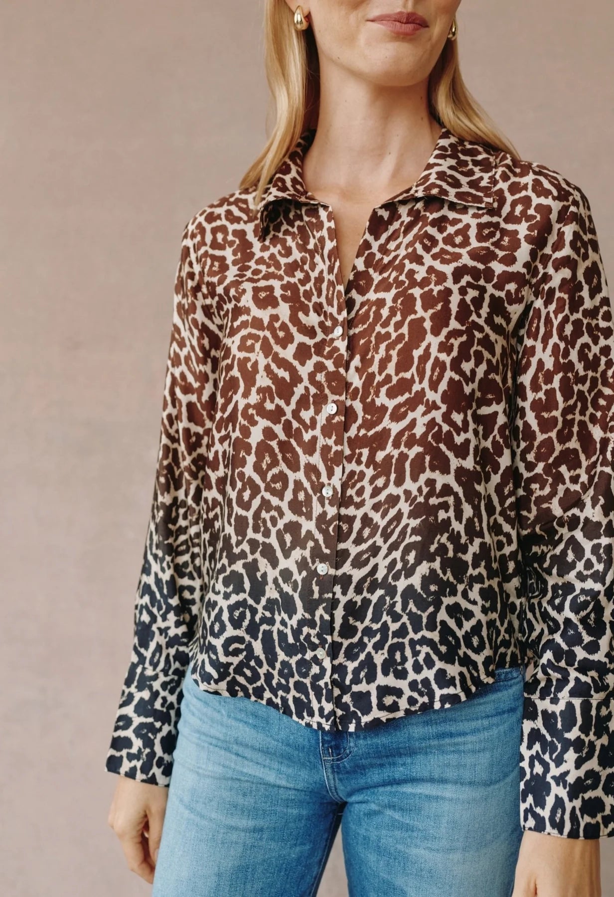 Flowy Wide Collar Button Down