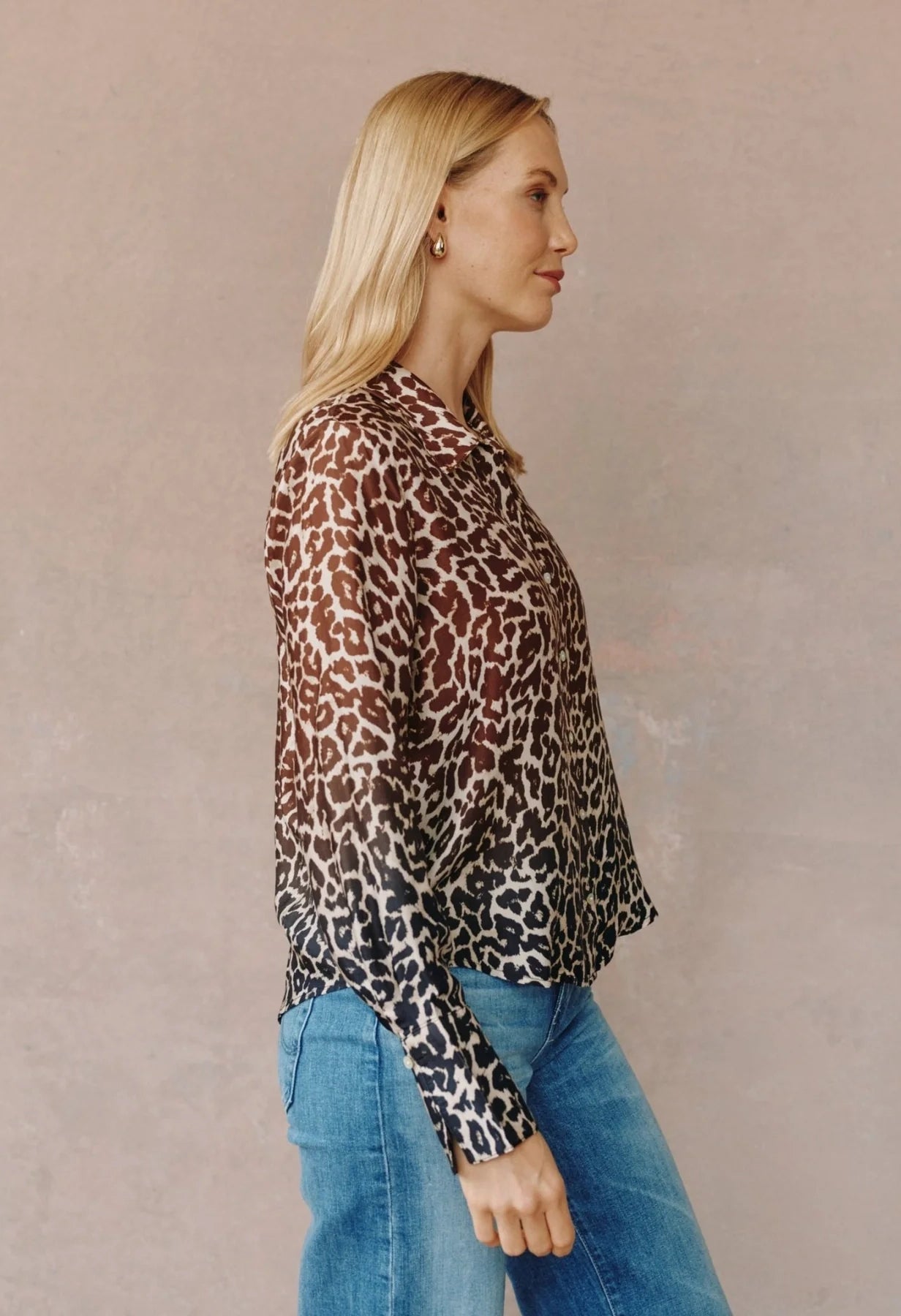 Flowy Wide Collar Button Down