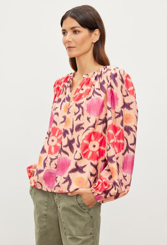 Fraser Printed Silk Cotton Voile Long Sleeve Top