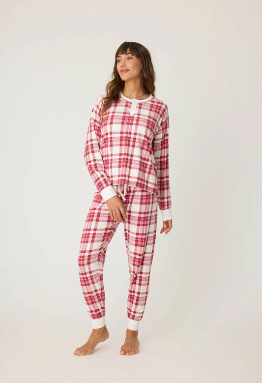 Full of Holiday Spirit Plaid Velour PJ Set