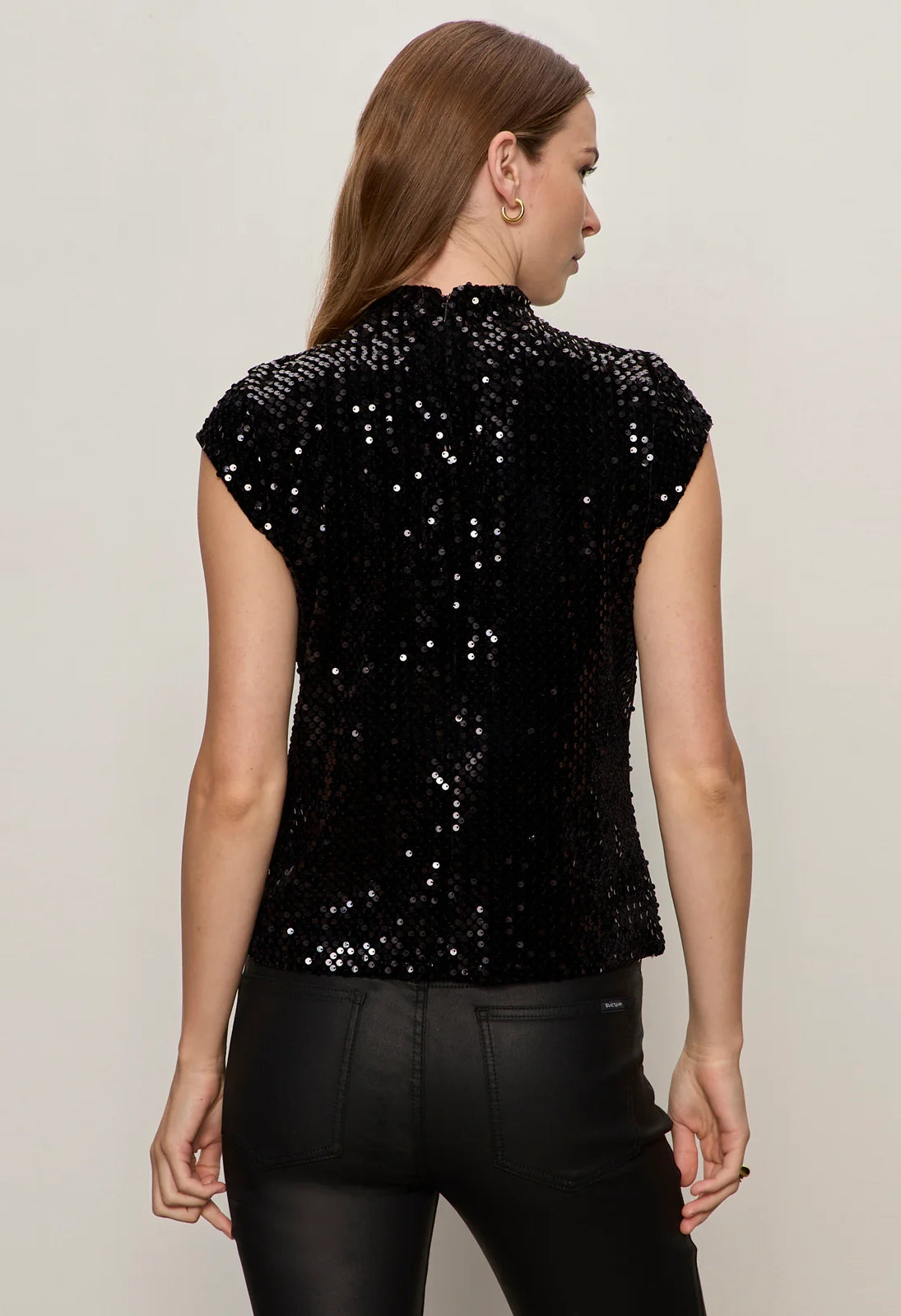 Funnel Neck Sequin Top