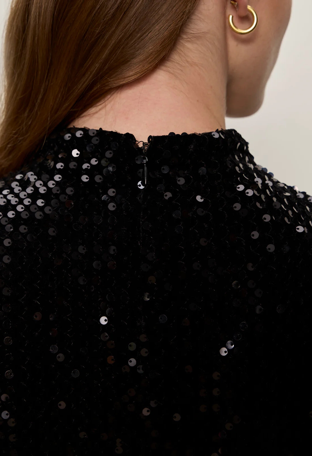 Funnel Neck Sequin Top