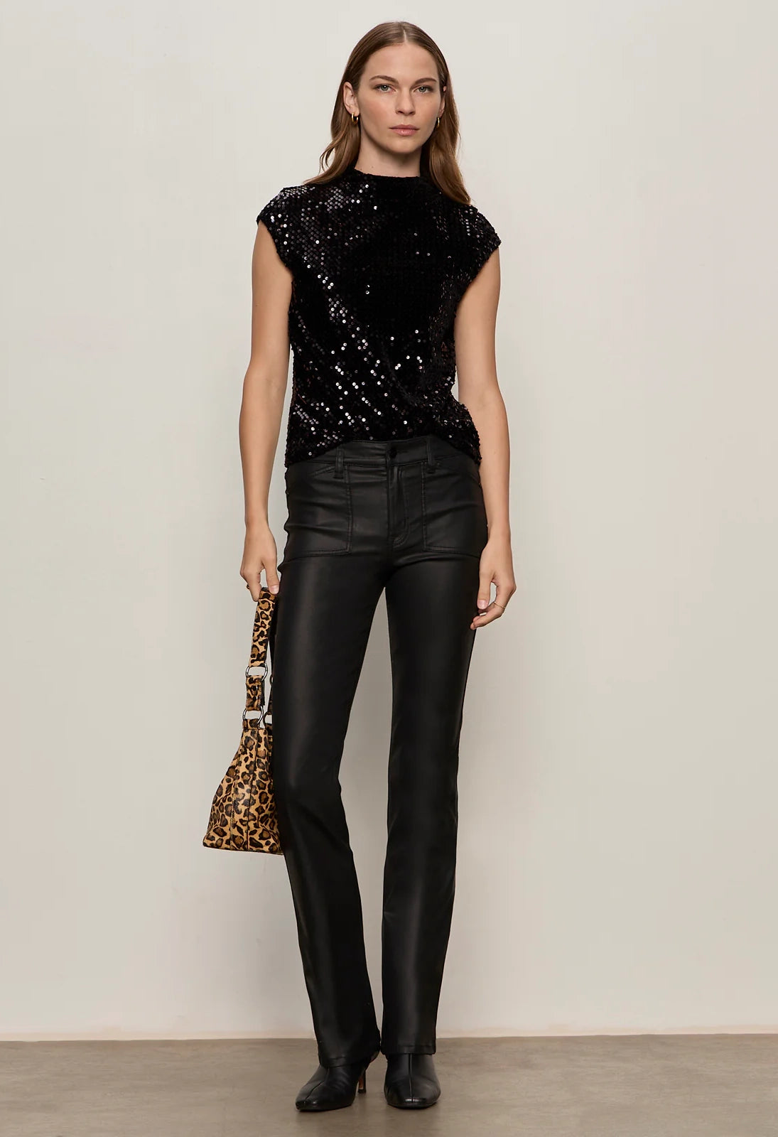 Funnel Neck Sequin Top