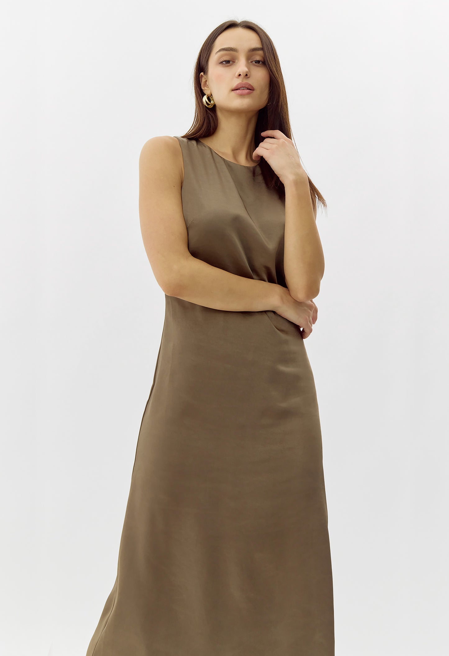 Trina Satin Midi Dress