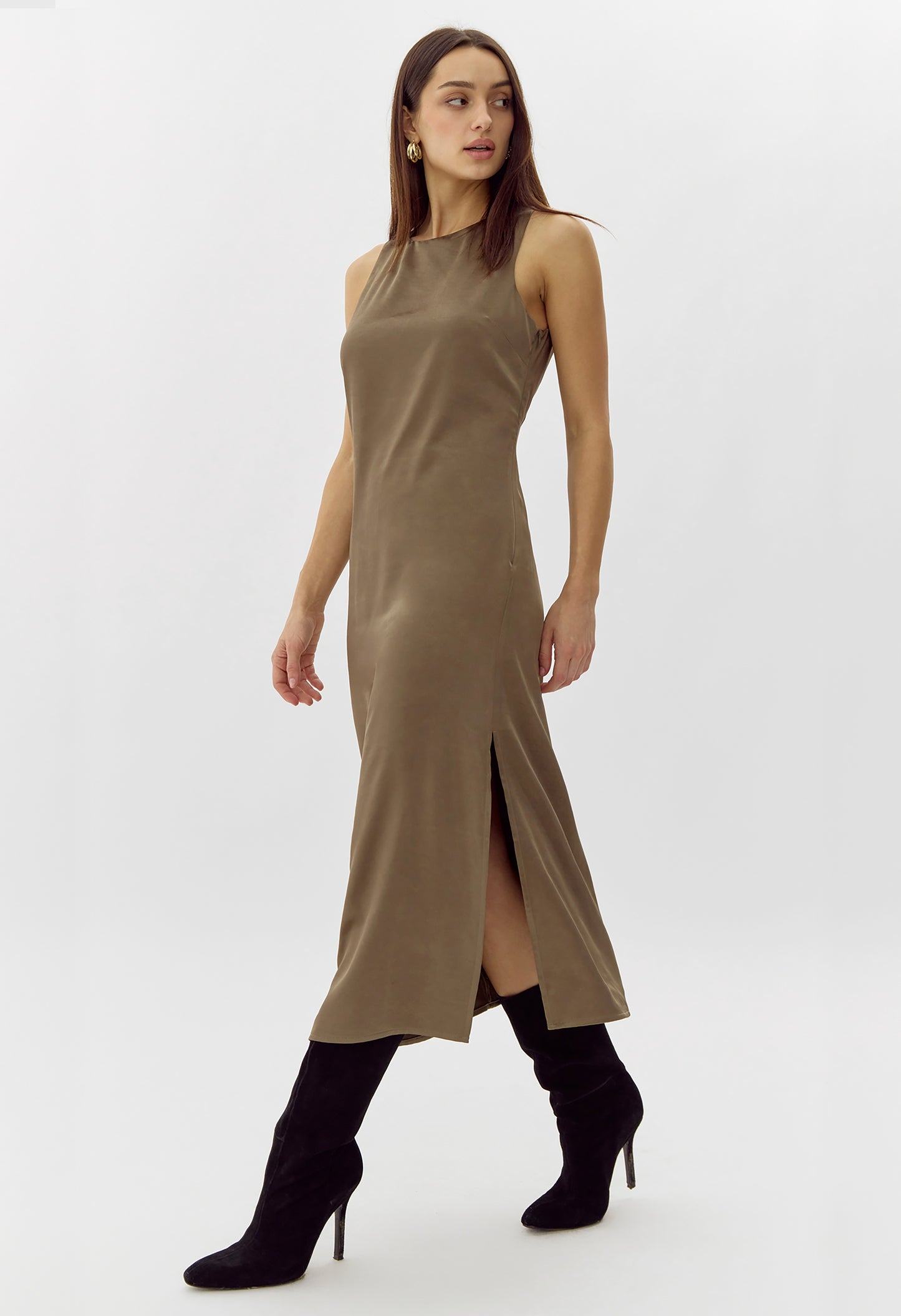 Trina Satin Midi Dress