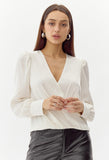 Lourdes Wrap Front Cuffed Blouse