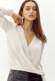 Lourdes Wrap Front Cuffed Blouse