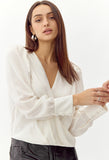 Lourdes Wrap Front Cuffed Blouse