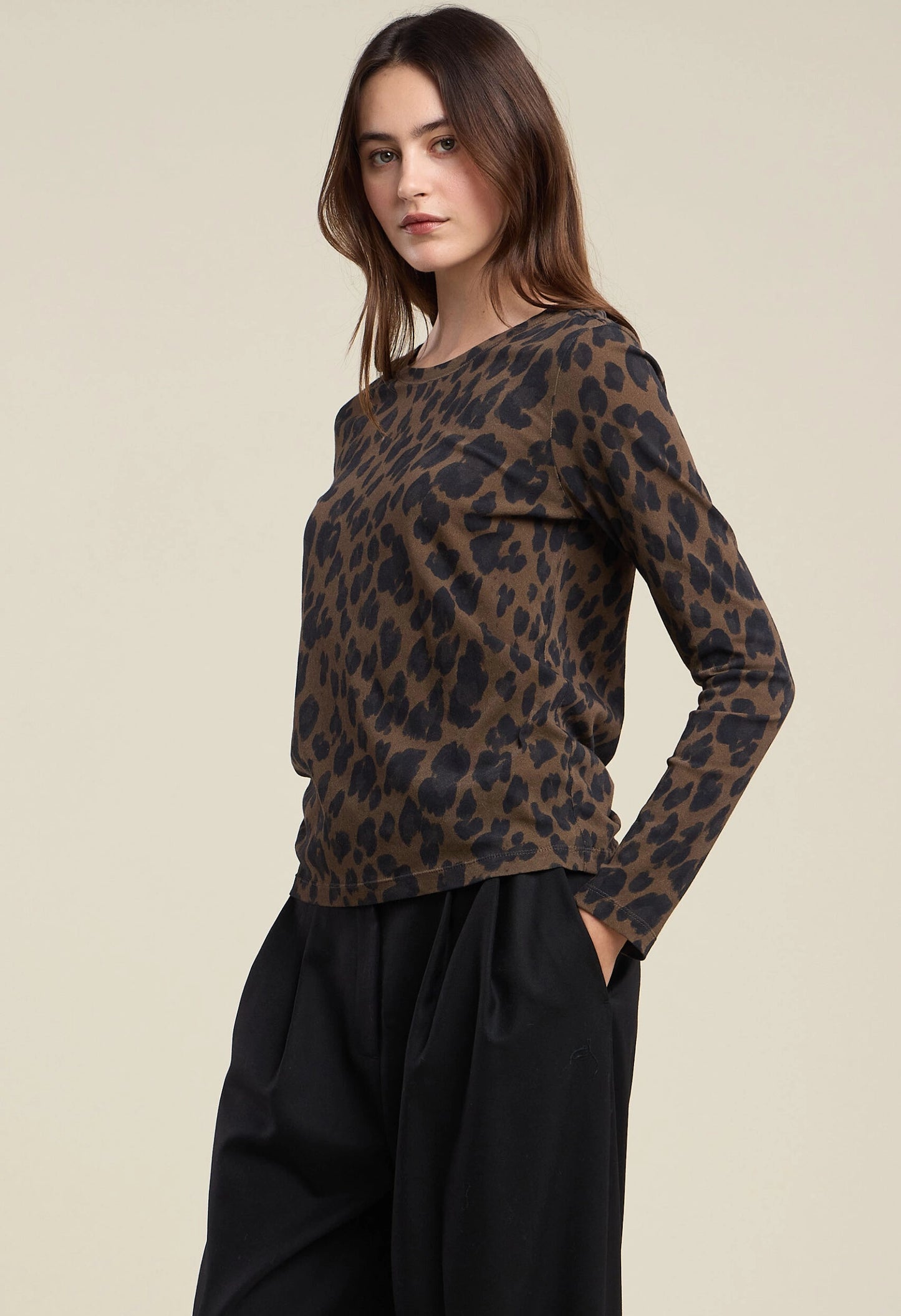 Galenna Jersey Leopard Print Top