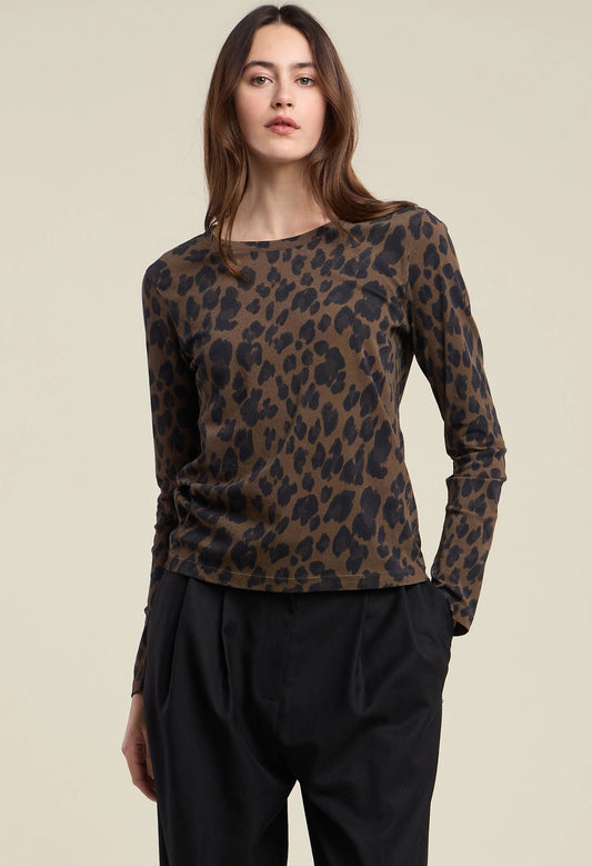Galenna Jersey Leopard Print Top