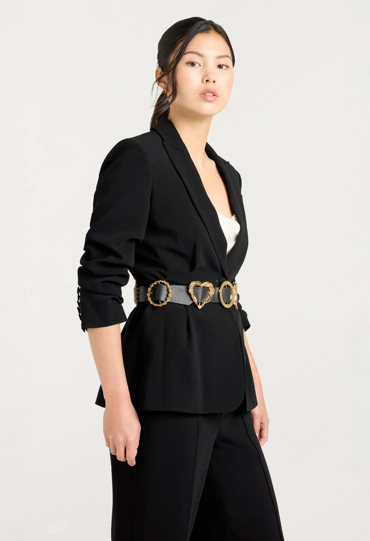 Gold Belt Scrunched Cheyenne Blazer