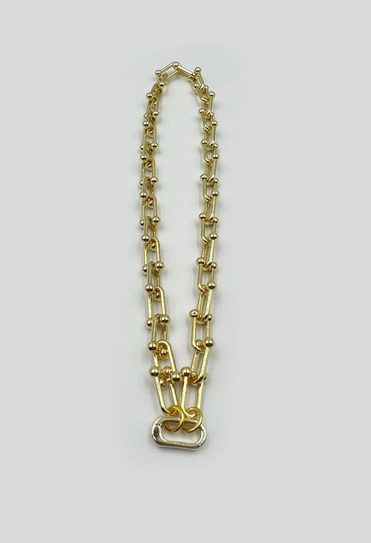 Gold Plated Brass Dot Link Necklace