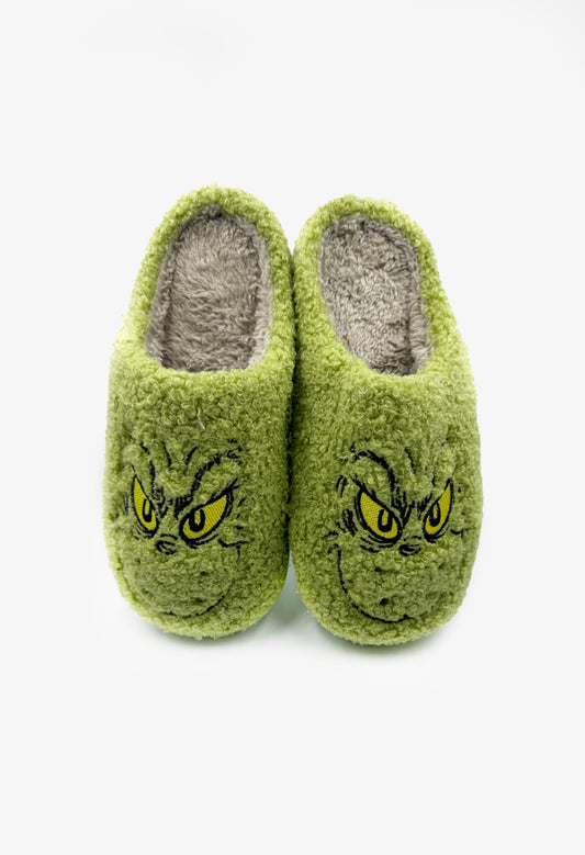 Green Grinch Face Slipper