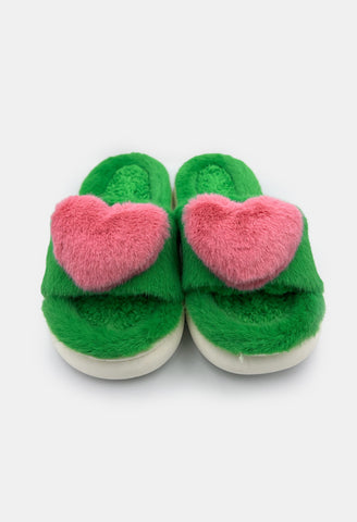 Green Heart Slippers