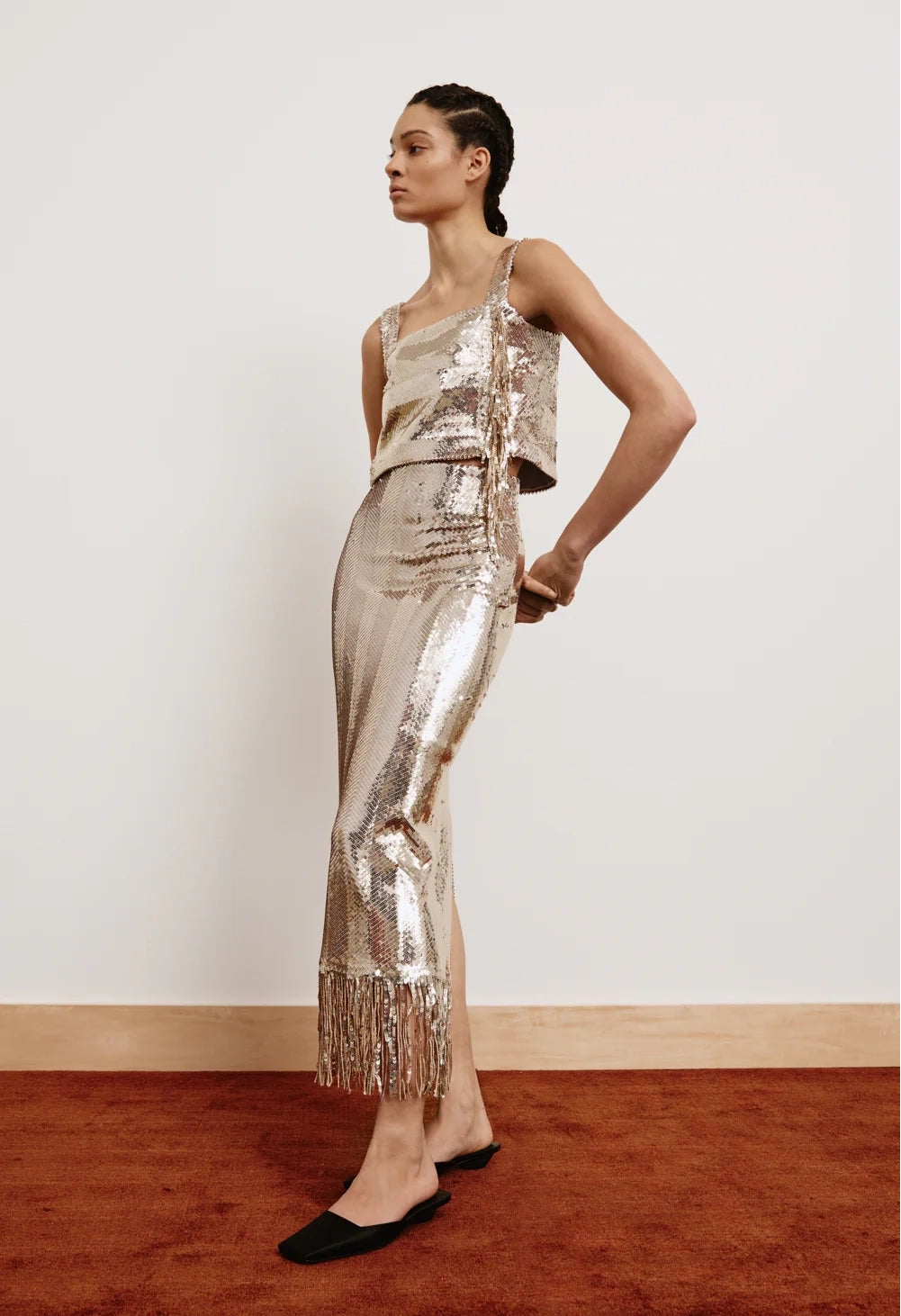 High Waisted Sequin Skirt