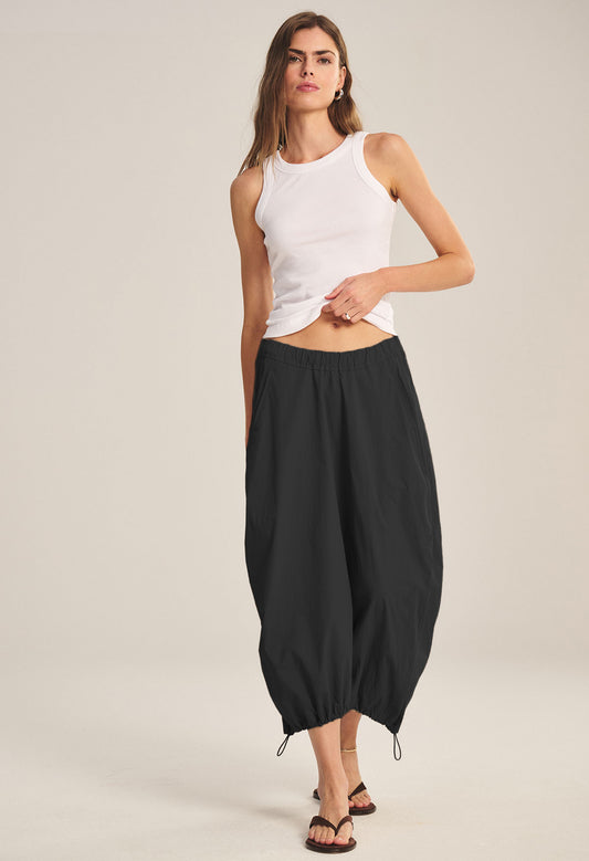 Hollis Stripe Rib And Poplin Mix Medi Skirt