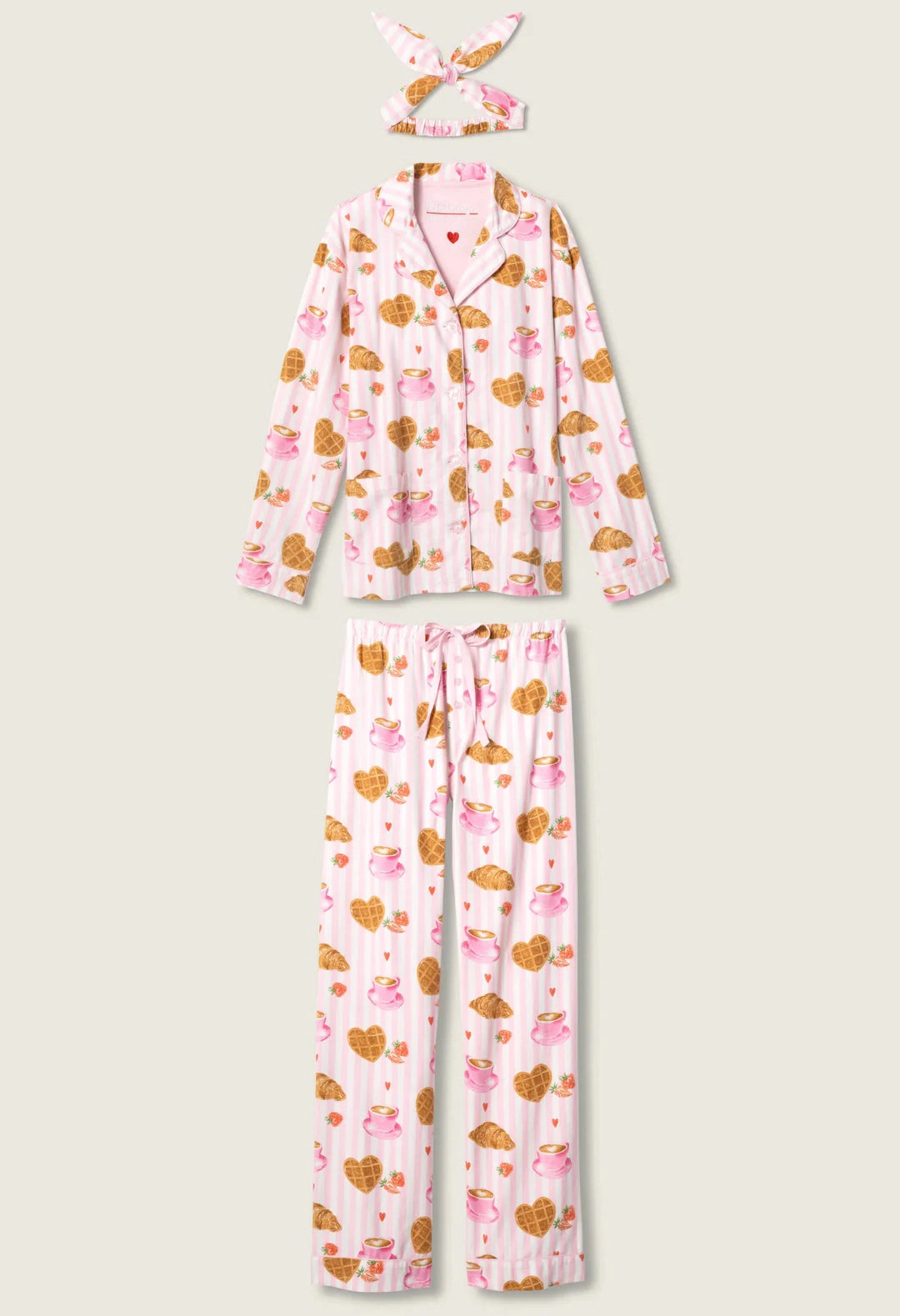 Brunch Club Breakfast Print Flannel PJ Set