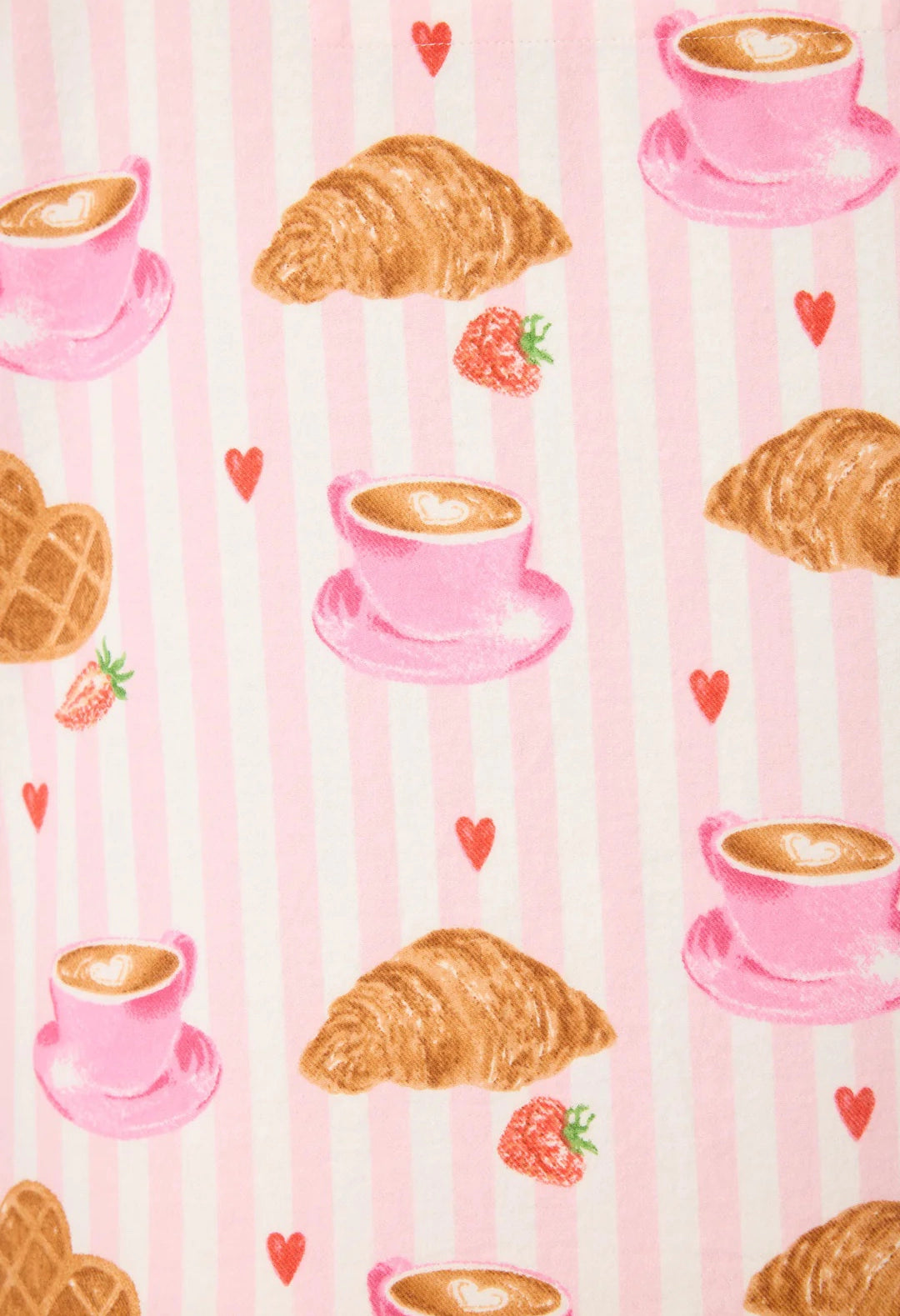 Brunch Club Breakfast Print Flannel PJ Set