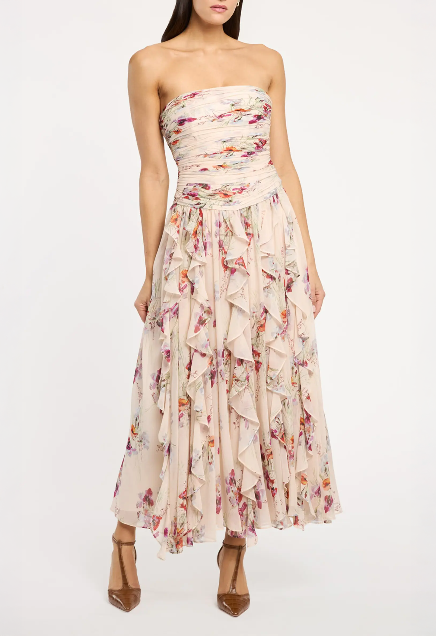 Gayla Iris Print Strapless Maxi Dress