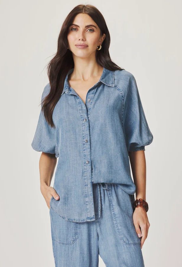 Talia Puff Sleeve Indigo Top