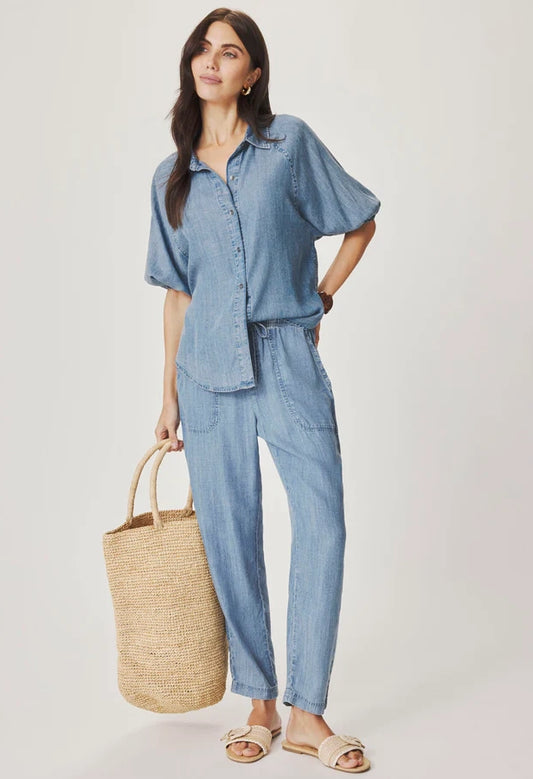 Talia Puff Sleeve Indigo Top