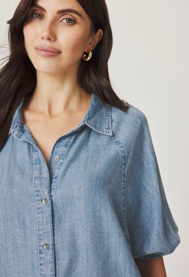 Talia Puff Sleeve Indigo Top