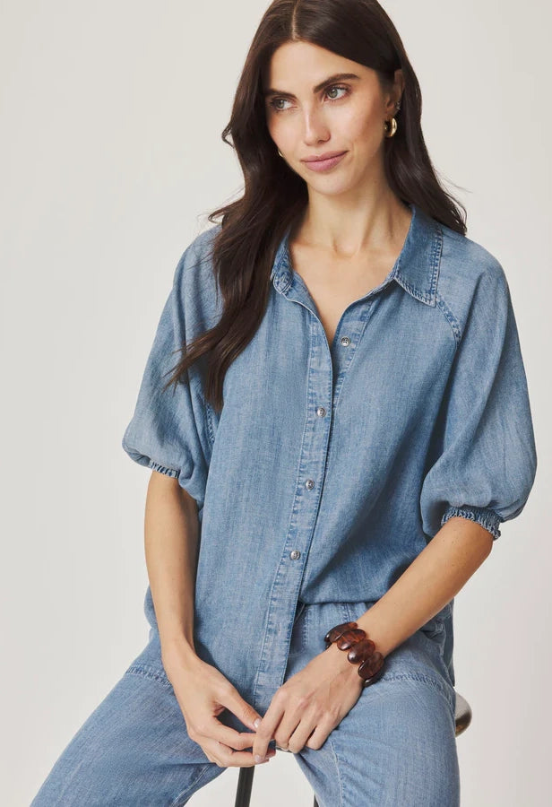 Talia Puff Sleeve Indigo Top