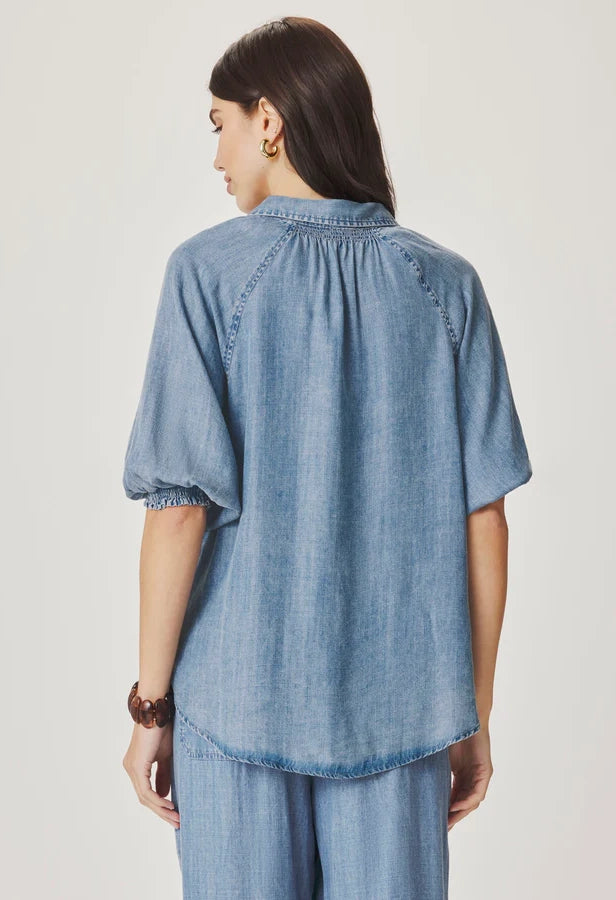 Talia Puff Sleeve Indigo Top