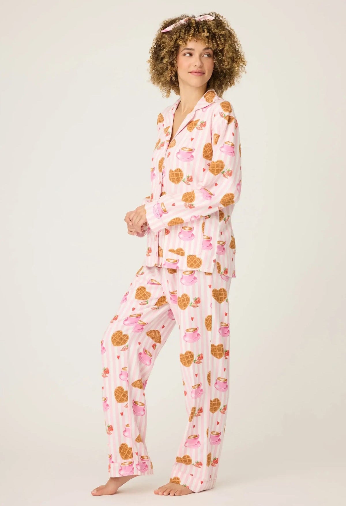 Brunch Club Breakfast Print Flannel PJ Set