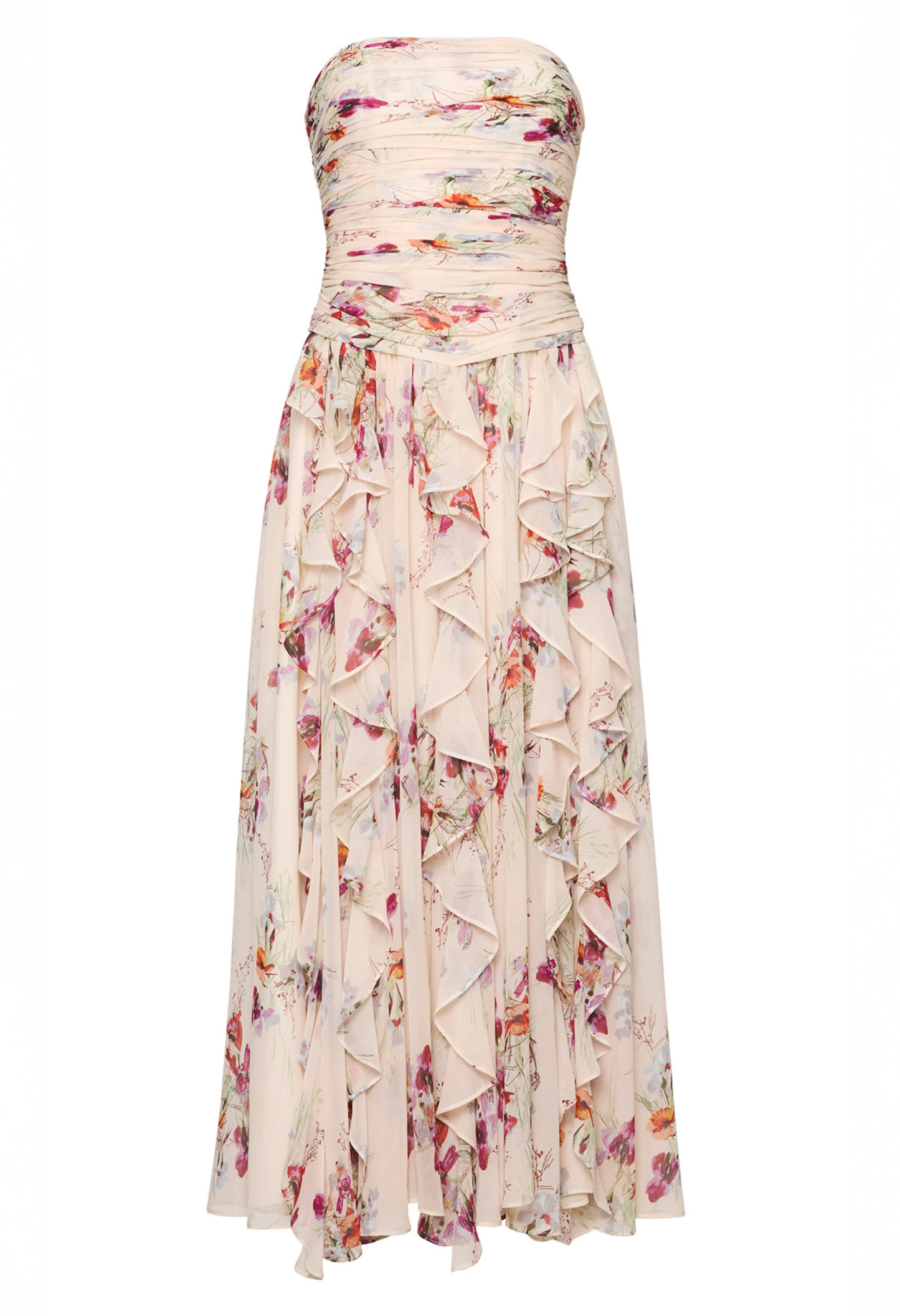 Gayla Iris Print Strapless Maxi Dress