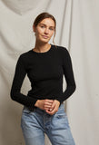 Jolie Sweater Rib Crew Neck Long Sleeve Top