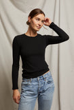 Jolie Sweater Rib Crew Neck Long Sleeve Top