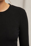 Jolie Sweater Rib Crew Neck Long Sleeve Top