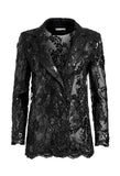 Judith Embell Sheer Lace Notch Collar Blazer