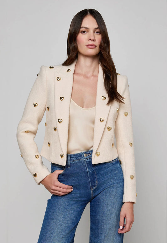 Jen Crop Blazer with Hearts