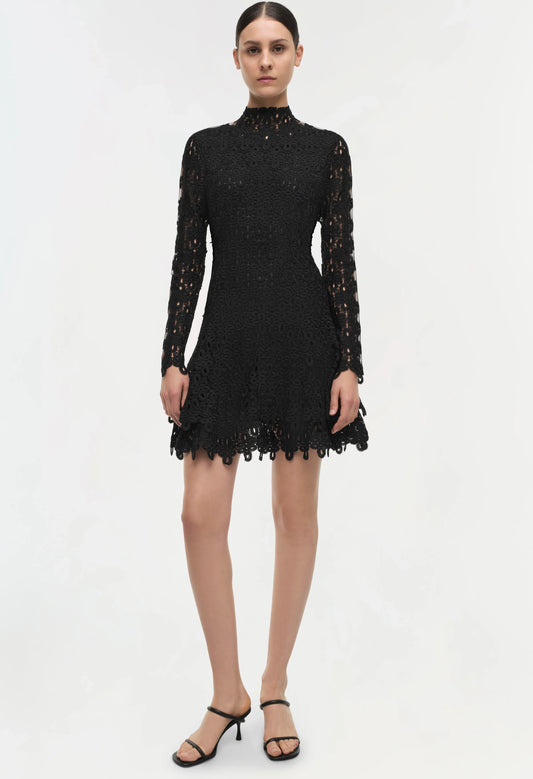 Joy Guipure Lace Long Sleeve Mini Dress